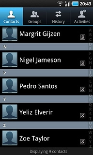 Press the required contact.The contact details are displayed.