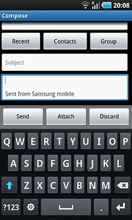 Press the text input field.Write the text for your email message.