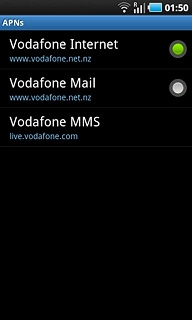 Press the field next to Vodafone Mail to fill in the field.