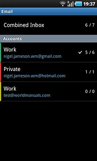 Press and hold the required email account until a pop-up menu is displayed.
