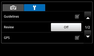 Press the field next to GPS to turn the function on or off.