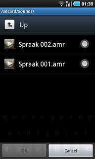 Press the field next to the required audio file.