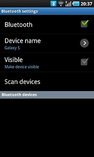 Press Visible to turn Bluetooth visibility on or off.