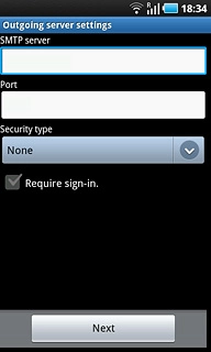 Press Require sign-in to turn SMTP authentication on or off.If you turn on SMTP authentication:Follow the instructions on the display to key in the username and password for your email account.Please note that if you're using Vodafone's outgoing server, turn off SMTP authentication and leave the username and password fields empty.