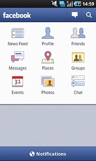 You can now use the application.Please note that Facebook isn't part of the original application package and therefore only a general description is given here.You have a number of options, such as:Write status updatesSend messagesWrite text on WallUpload pictures