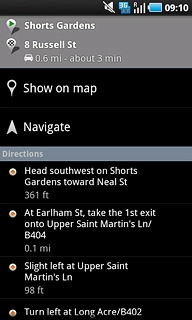To view the entire route on the map:Press Show on map.