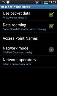 When the box next to the menu item is ticked (V), data connections are activated.