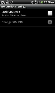 Press Lock SIM card to turn use of PIN on or off.