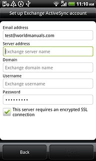 Press the field below Server address and key in the server address.