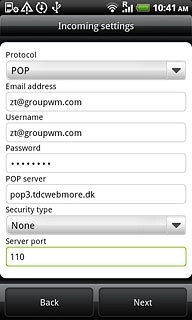 Press the field below Server port and key in 110
