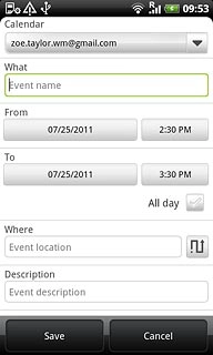 Press Event name and key in a subject for the appointment.