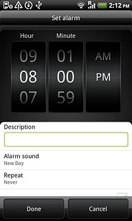Drag the numbers up or down to set time and minutes.