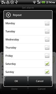 When the box next to a day is ticked (V), the day is selected.