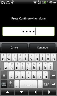 Key in the required phone lock code and press Continue.