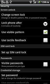 Press Change screen lock.Key in your phone lock code.