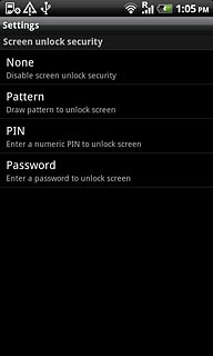 Press Pattern, PIN or Password.Follow the instructions on the display to change the phone lock code.