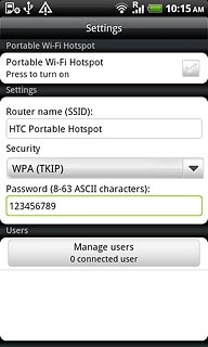 Press the box next to Portable Wi-Fi Hotspot to turn on the function.
