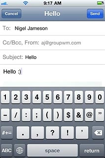 Write subject and text for your email message.Press Send.