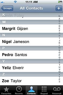 Press the required contact.The contact details are displayed.