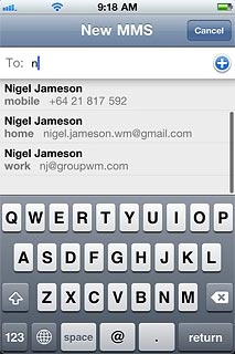 A picture message containing the picture or video clip is created.Key in the first letters of the required contact.Matching contacts are displayed.Press the required contact.