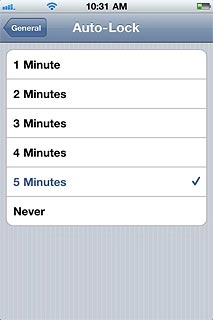 To turn on automatic key lock:Press the required interval.