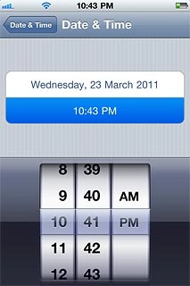Drag the wheels to set the time.