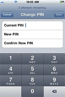 Press Current PIN and key in your current PIN.