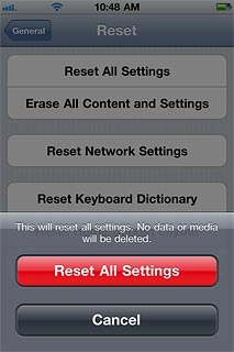 Press Reset All Settings.