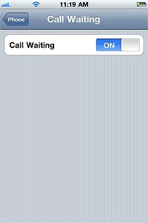 Press the indicator next to Call Waiting.Depending on the current setting, the function is turned on or off.