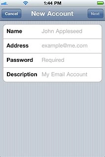 Press Name and key in the name you want to use as sender name in your email messages.