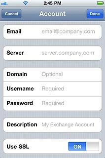 Press the indicator next to Use SSL.Depending on the current setting, security is turned on or off.