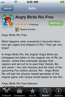 Press INSTALL or BUY NOW.If it's the first time you use App Store, you need to log on.Follow the instructions on the display to download and install the application.