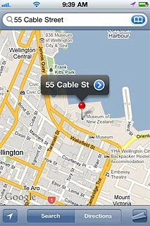 The information field, containing name and address of the destination, is displayed above the destination.