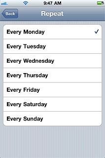 When a day is ticked (V), it's selected.