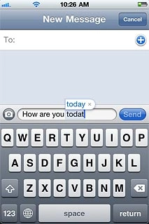 Press the required word to insert it.