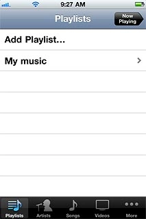 Press the required category at the bottom of the display.Go to the required audio file.