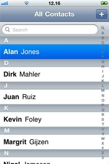 Press the required contact.The contact details are displayed.