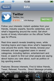 Press INSTALL.If it's the first time you use App Store, you need to log on.Wait a moment while the application is installed.