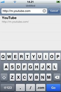 Key in http://m.youtube.com and press Go.