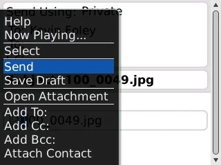 Scroll to Send and press the Navigation key.