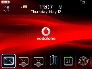 The alarm icon shows that the alarm is set.Further information:Set the alarm