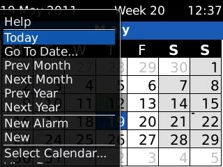 Scroll to Today and press the Navigation key.