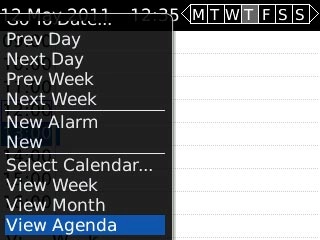 Scroll to View Agenda and press the Navigation key.