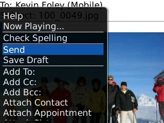 Scroll to Send and press the Navigation key.