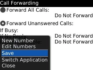 Scroll to Save and press the Navigation key.The request is sent.
