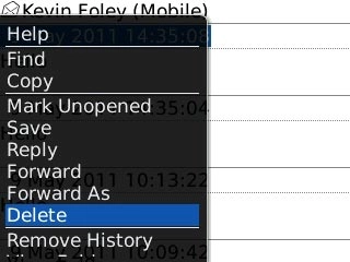 Scroll to Delete and press the Navigation key to confirm.