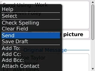 Scroll to Send and press the Navigation key.