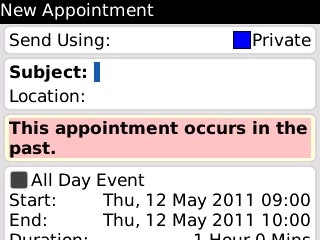 Highlight Subject and key in the subject for the appointment.