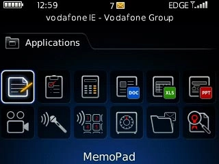 Scroll to MemoPad and press the Navigation key.
