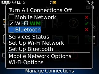Scroll to Bluetooth and press the Navigation key.